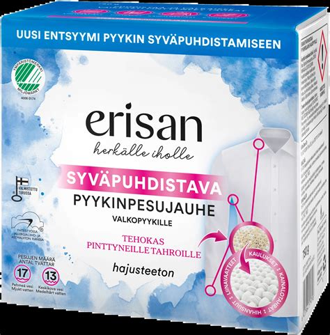 Erisan syväpuhdistava pyykinpesujauhe 750g valkopyykille.